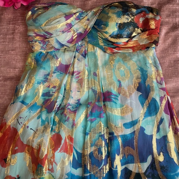 Colorful Strapless Cache Dress - Picture 2 of 8